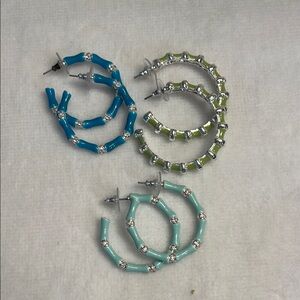 Colorful Bamboo Hoop Earrings Set